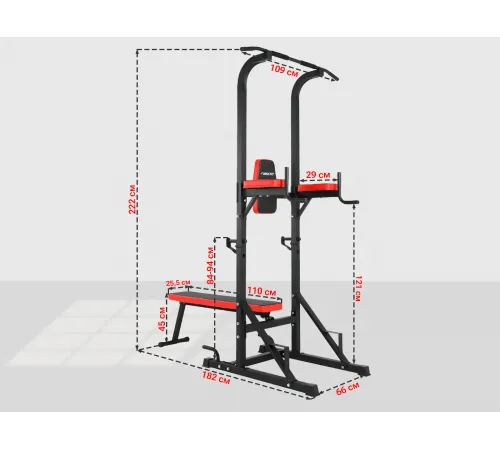 Турник-пресс-брусья со скамьей UNIX Fit POWER TOWER 120P